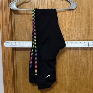 Nike Black Leggings with Rainbow Stripe